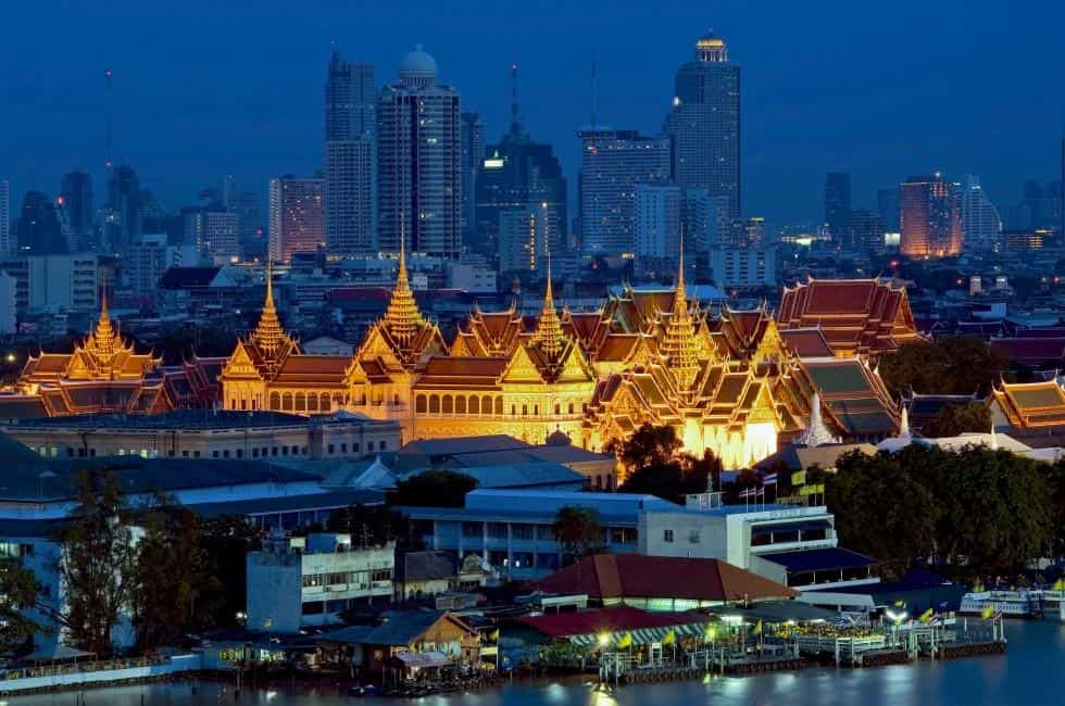 grand palace night bangkok thailand